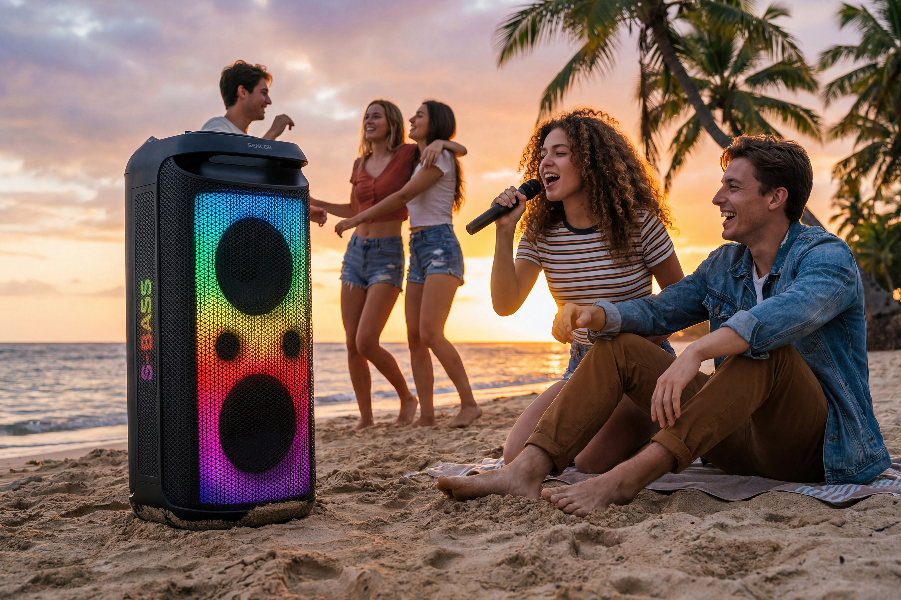 Sencor PARTYCON BOOST partihangszóró led-panellel és mikrofonnal