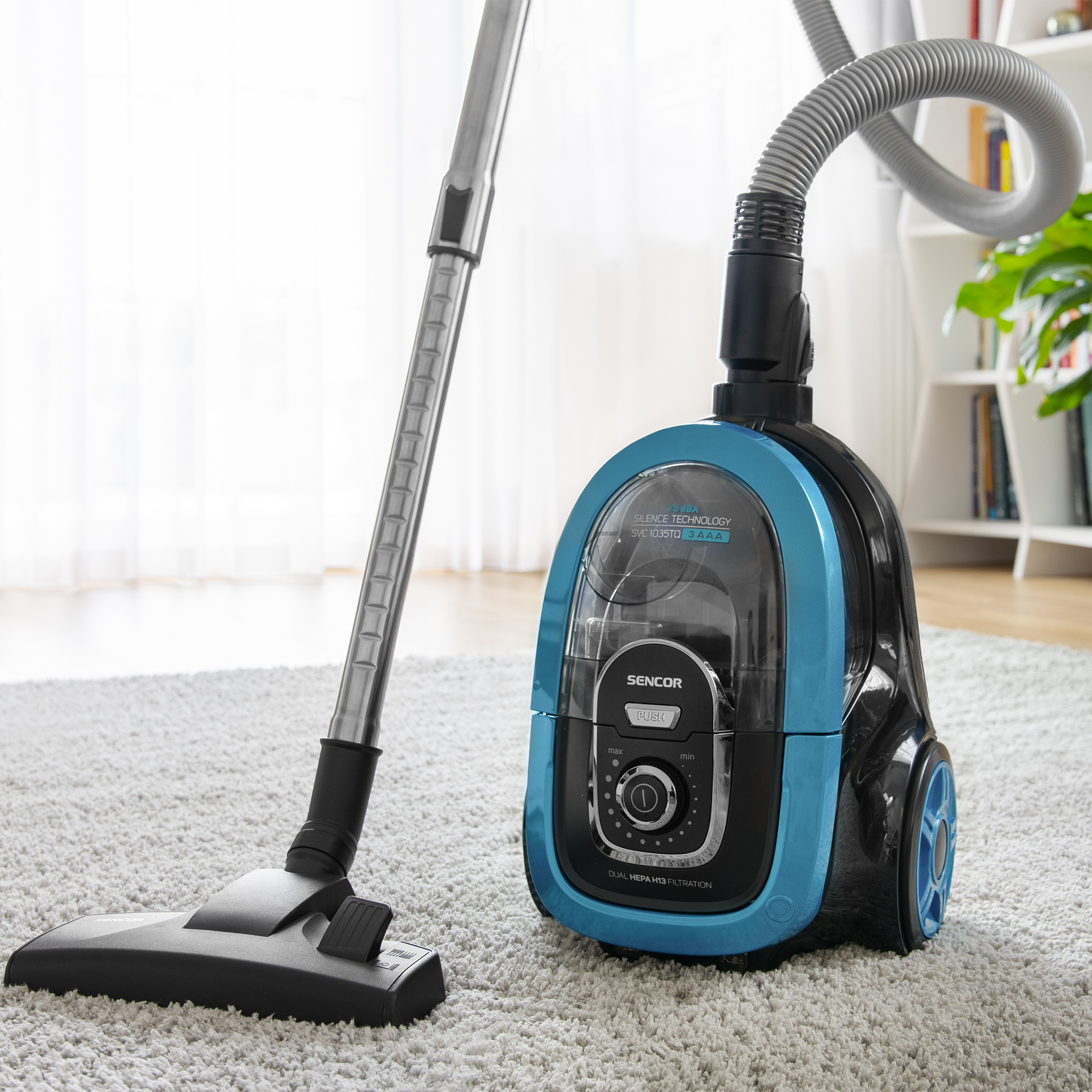 Sencor bezsáčkový vysavač s hepa h13 a dosahem 10 m SVC 1035TQ