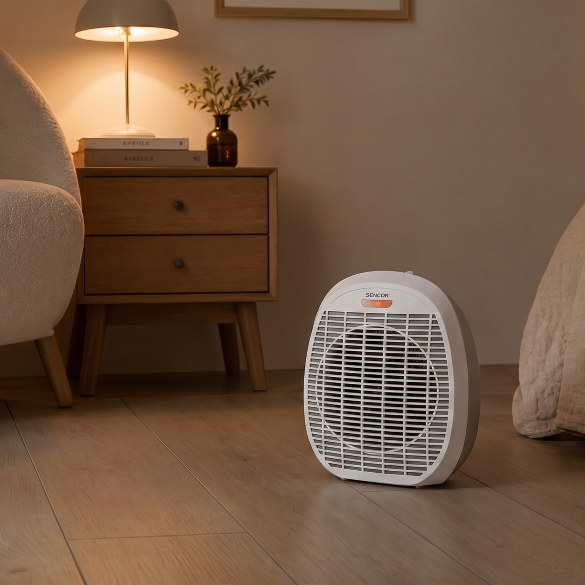 Sencor bílý teplovzdušný ventilátor s termostatem SFH 7017WH