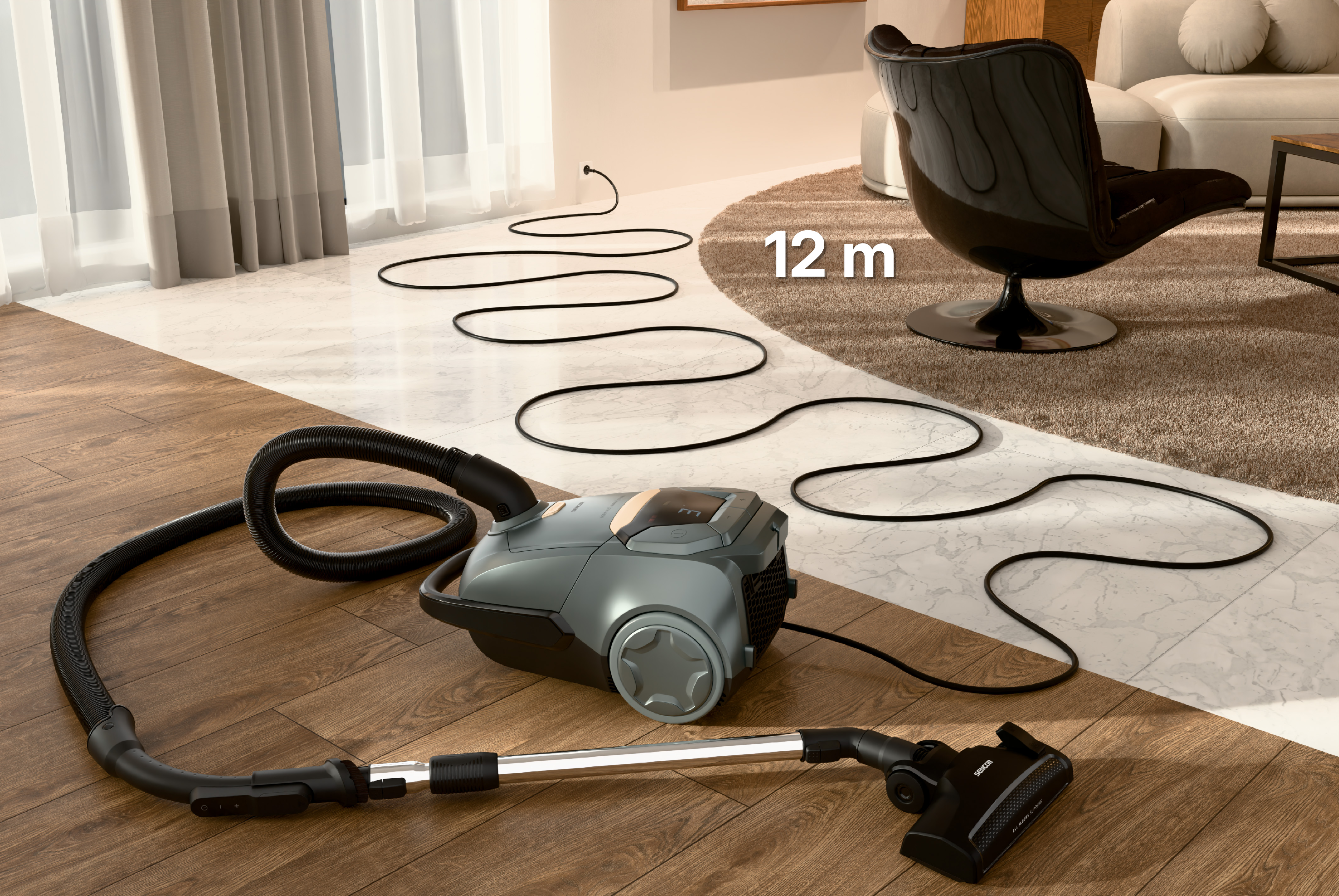Sencor sáčkový vysavač s hepa h13 a barevným displejem SVC 9130GR
