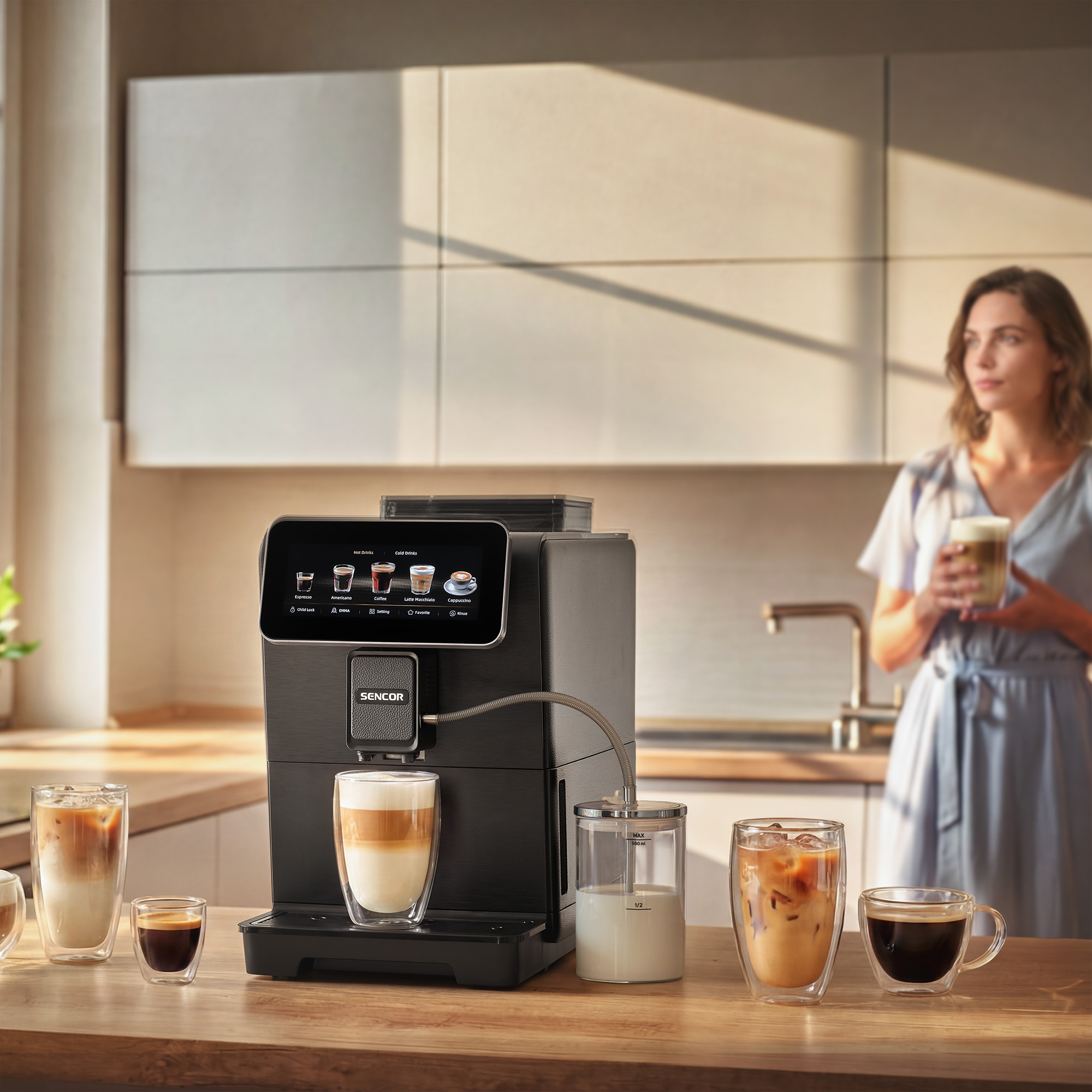 Sencor SES 9470BK enzo automatic coffee maker with milk system