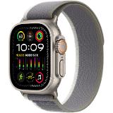 Apple Watch Ultra 2 GPS + Cell, 49mm Titanium Case with Green/Grey Trail Loop - S/M