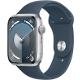 Apple Watch Series 9 GPS 45mm Silver Aluminium Case with Storm Blue Sport Band - S/M Silver Al StBlue SB SM