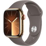 Apple Watch Series 9 GPS + Cell 41mm Gold Stainless Steel Case with Clay Sport Band - S/M