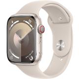 Apple Watch Series 9 GPS + Cell 45mm Starlight Aluminium Case with Starlight Sport Band - S/M