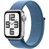 Apple Watch SE GPS 40mm Silver Aluminium Case with Winter Blue Sport Loop Silver Loop