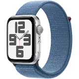 Apple Watch SE GPS 44mm Silver Aluminium Case with Storm Blue Sport Band - M/L