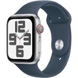 Apple Watch SE GPS + Cell 44mm Silver Aluminium Case with Storm Blue Sport Band - M/L Cell Silver M/L