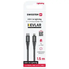 USB kabel - Swissten USB-C/Lightning 1,5m Antracit - 2