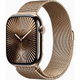 Apple Watch Series 10 GPS + Cellular 46mm Gold Titanium Case with Gold Milanese Loop - S/M