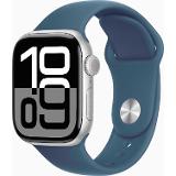 Apple Watch Series 10 GPS 42mm Silver Aluminium Case with Denim Sport Band - S/M