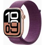 Apple Watch Series 10 GPS 42mm Rose Gold Aluminium Case with Plum Sport Loop