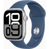 Apple Watch Series 10 Cellular 42mm Silver Aluminium Denim Sport Band S/M