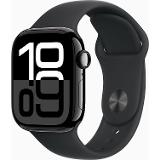 Apple Watch Series 10 GPS + Cellular 42mm Jet Black Aluminium Case with Black Sport Band - S/M