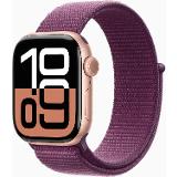 Apple Watch Series 10 GPS + Cellular 42mm Rose Gold Aluminium Case with Plum Sport Loop