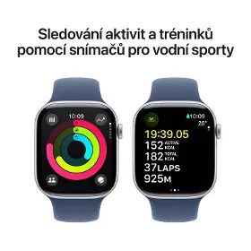 Smart hodinky - Apple Watch Series 10 Cellular 46mm Silver Aluminium Denim Sport Band S/M - 4