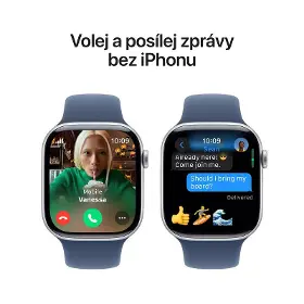 Smart hodinky - Apple Watch Series 10 Cellular 46mm Silver Aluminium Denim Sport Band S/M - 7