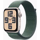 Apple Watch SE GPS 44mm Starlight Aluminium Case with Lake Green Sport Loop