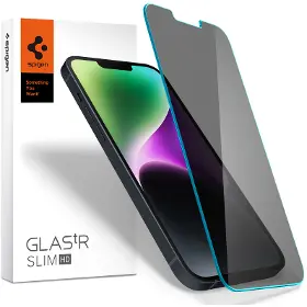 Ochranné sklo - Spigen Glass tR Slim HD Privacy iPhone 14/13Pro/13/16e - 1