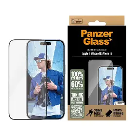 Ochranné sklo - PanzerGlass Tvrdené sklo UWF s aplikátorom pre iPhone 16/15 Black - 1