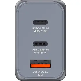 Cestovní adaptér - Verbatim GaN 2xUSB-C 65W/USB-A 3.0 Grey - 3