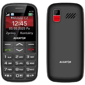 Mobilní telefon - Aligator A770 Senior černý + nabíjecí stojánek - 1