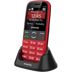 Mobilní telefon - Aligator A770 Senior červený + nabíjecí stojánek - 6