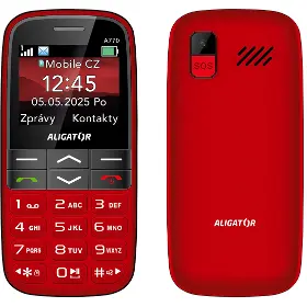 Mobilní telefon - Aligator A770 Senior červený + nabíjecí stojánek - 1