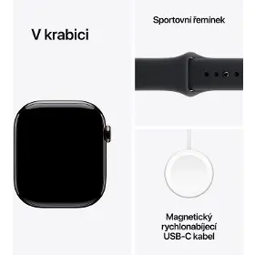 Smart hodinky - Apple Watch Series 11 GPS + Cellular 42mm Slate Titanium Case with Black Sport Band - S/M - 7