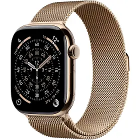 Smart hodinky - Apple Watch Series 11 GPS + Cellular 42mm Gold Titanium Case with Gold Milanese Loop - 1