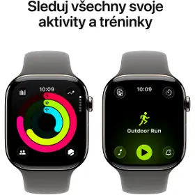 Smart hodinky - Apple Watch Series 11 GPS + Cellular 46mm Natural Titanium Case with Stone Grey Sport Band - M/L - 3
