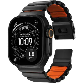 Řemínek na hodinky - Nomad Spartan Band Black Titanium Ultra Orange Apple Watch 45/46/49mm - 2