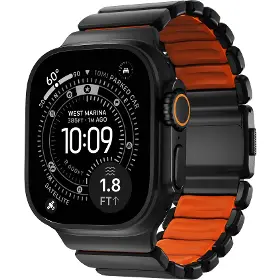 Řemínek na hodinky - Nomad Spartan Band Black Titanium Ultra Orange Apple Watch 45/46/49mm - 1