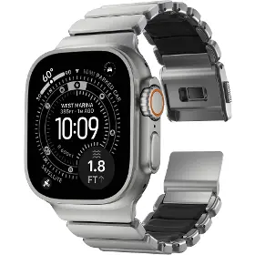 Řemínek na hodinky - Nomad Spartan Band Natural Titanium Black Apple Watch 45/46/49mm - 2