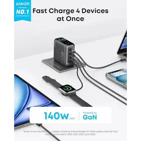 Nabíjačka - Anker 140W, 3xUSB-C, 1xUSB šedá - 5