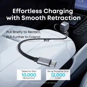 Nabíjačka do auta - Anker Nano 75W s navíjecím kabelem USB-C šedá - 5
