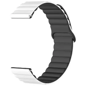 Řemínek na hodinky - Aligator Řemínek silikonový magnetický 22mm bílo-černý - 2