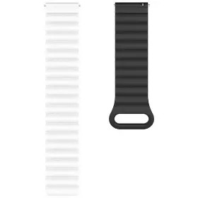 Řemínek na hodinky - Aligator Řemínek silikonový magnetický 22mm bílo-černý - 3