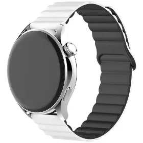 Řemínek na hodinky - Aligator Řemínek silikonový magnetický 22mm bílo-černý - 4