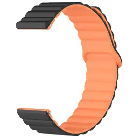 Řemínek na hodinky - Aligator Řemínek silikonový magnetický 22mm černo-oranžový - 2