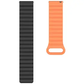 Řemínek na hodinky - Aligator Řemínek silikonový magnetický 22mm černo-oranžový - 4