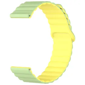 Řemínek na hodinky - Aligator Řemínek silikonový magnetický 22mm zeleno-žlutý - 2