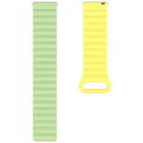 Řemínek na hodinky - Aligator Řemínek silikonový magnetický 22mm zeleno-žlutý - 3