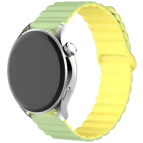 Řemínek na hodinky - Aligator Řemínek silikonový magnetický 22mm zeleno-žlutý - 4