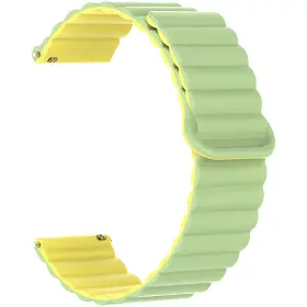 Řemínek na hodinky - Aligator Řemínek silikonový magnetický 22mm zeleno-žlutý - 1