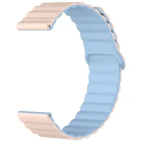 Řemínek na hodinky - Aligator Řemínek silikonový magnetický 22mm modro-růžový - 2