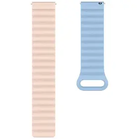 Řemínek na hodinky - Aligator Řemínek silikonový magnetický 22mm modro-růžový - 3