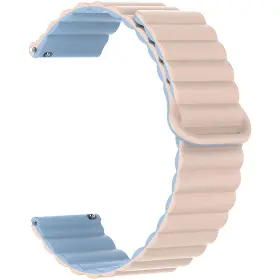 Řemínek na hodinky - Aligator Řemínek silikonový magnetický 22mm modro-růžový - 1