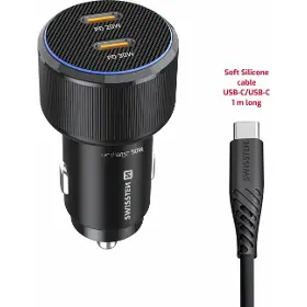 Nabíječka do auta - Swissten Adaptér 2x USB-C PD 50W + Kabel USB-C 1m - 3
