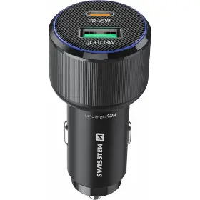Nabíječka do auta - Swissten Adaptér USB-C PD + USB-A 63W - 1